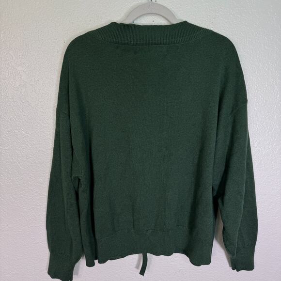 Free People Beach Solar Sweater Set Women Medium Cardigan Pant Lounge Pine Green - Picture 6 of 16